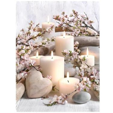 Imagem de hkejoi Kits de arte de diamante para adultos, kits de pintura de diamante de vela para adultos iniciantes, kits de arte de pedra de perfuração completa 5D, artesanato faça você mesmo para decoração de