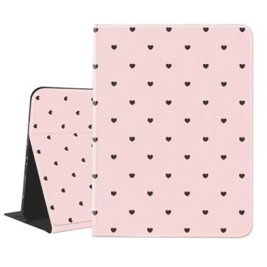 Imagem de AdorableWhimsy Linda capa de coração para iPad mini 7 (A17 Pro) 2024 / iPad mini 6 2021 de 8,3 polegadas com suporte para lápis vintage estética clássica design minimalista capa fólio de couro rosa