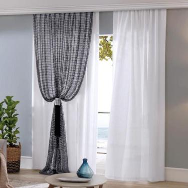 Imagem de Cortina Samara Bella Janela Decoração Xale Sala 2,10 x 2,50, Cinza Esc
