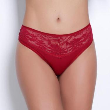 Imagem de Calcinha Biquíni Microfibra e Renda Cor:RubiTamanho:GG - Kit Mania Lin