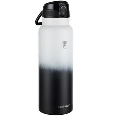 Imagem de Fanhaw Garrafa de água isolada de aço inoxidável de 1,134 g com tampa – boca larga, à prova de vazamento, livre de BPA – ideal para crianças, adultos, esportes, academia e uso ao ar livre (branco
