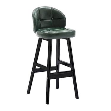 Imagem de Banquetas de bar com apoio para os pés cadeiras de bar de cozinha de couro PU vintage banquinho de bar de madeira cadeiras de jantar para café da manhã em casa - Conjunto de 2