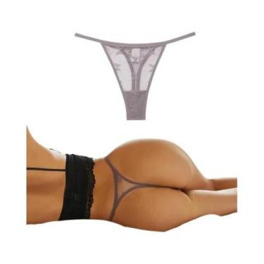 Imagem de Calcinha Sexy Feminina De Cintura Baixa Em Tule, Cor Sólida, T-back, T