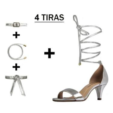 Imagem de Sandália Troca Tira Salto Baixo Fino Luiza Sobreira Prata Mod. 4080-2,