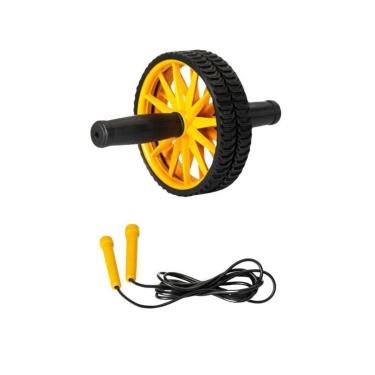 Imagem de Kit 2 Fitness Roda + Corda Exercícios Abdominal Funcional Treino-Unissex