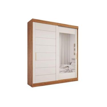 Imagem de Guarda Roupa Casal 2 Portas De Correr (1 C- Espelho) E 3 Gavetas Flora Cinamomo-off White - Panan