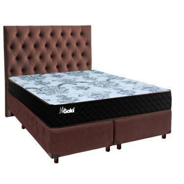 Imagem de Conjunto Cama Box Blindado Casal + Colchão Molas Ensacadas Life Gold Paropas + Cabeceira