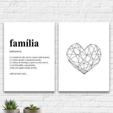 Imagem de Kit 2 Quadros Definição Família Coração 45X34Cm - Branca