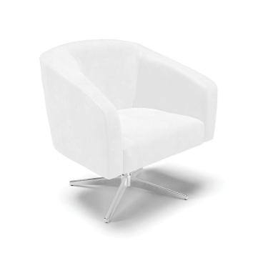 Imagem de Poltrona Giratória Stella Corano Branco Base Cromada