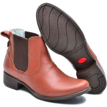 Imagem de Bota Botina Feminina Coturno Rodeio Couro Country Casual Social Cano C