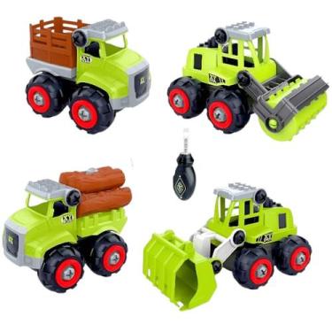 Imagem de Brinquedo Educativo Kit Caminhões de Construção Monta e Desmonta - toy