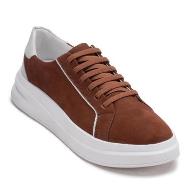 Imagem de Tênis Masculino Casual Solado Alta Couro Legitimo PU-Masculino