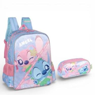 Imagem de Kit Mochila Stitch Costas E Estojo Escolar Passeio-Unissex