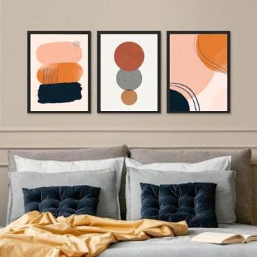 Imagem de Kit 3 Quadros Quarto Marrom - Abstratos 33X24Cm - Com Vidro