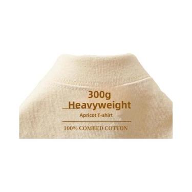 Imagem de Camiseta De Algodão Puro Pesado 500G Com Ombros Caídos E Manga Curta P