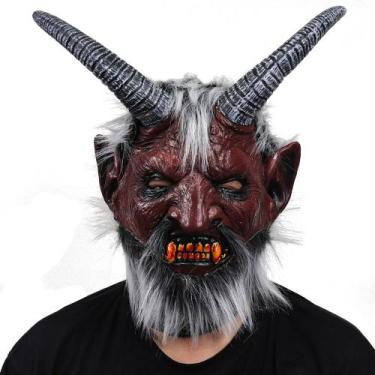 Imagem de Máscara Satan Lucifer Demon com chifres de látex de Halloween para adu