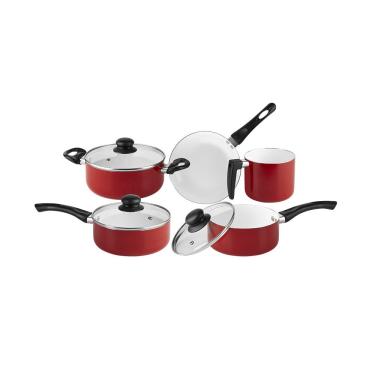 Imagem de Jogo de Panelas Roma 5 Peças Vermelho Hauskraft
