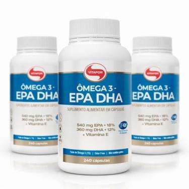 Imagem de KIT 3  EPA DHA Ômega 3 Vitafor 240 Cápsulas