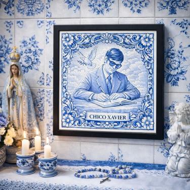 Imagem de Quadro Chico Xavier 33x33cm Mold Branca