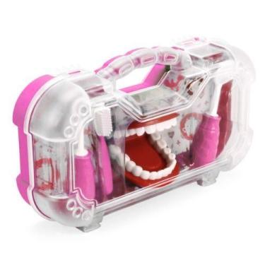 Imagem de Maleta de Brinquedo Kit Dentista Médio com 4 Peças Paki Toys, Rosa