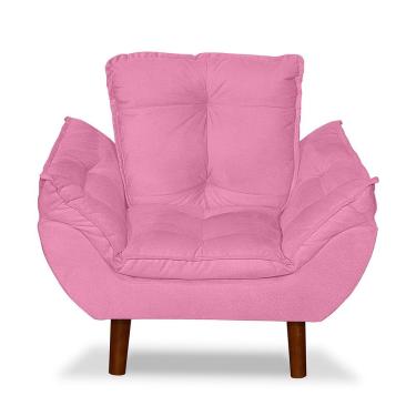 Imagem de Mini Poltrona Cadeira Infantil De Criança Suede Rosê Pés Palito