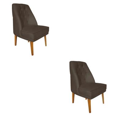 Imagem de Kit 2 Cadeira Para Sala De Jantar Escritório Estofada Berlim Retro Suede Marrom Eli Móv...