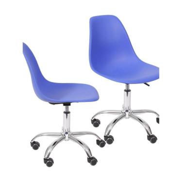 Imagem de Kit 2 Cadeiras para Escritório Secretária Decorativa Eames DKR 1102 Or Design Azul Escuro