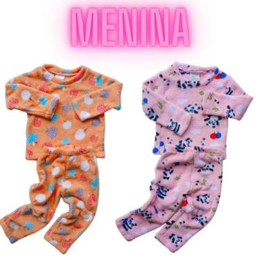 Imagem de Conjunto Pijama Soft Longo Infantil Bebê Menino Menina plush roupa Inv