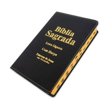 Imagem de Biblia Sagrada Letra Gigante Luxo Popular - Preta - C/ Harpa E Palavra