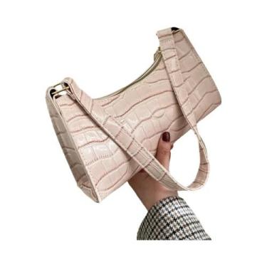 Imagem de Bolsa Feminina Retrô Pequena - Estilo Jacaré em PU - Bolsa de Ombro e 