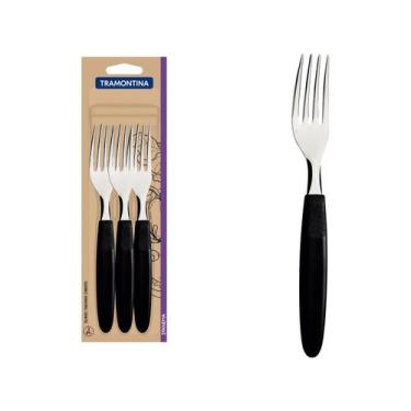 Imagem de Jogo de Garfos de Mesa Tramontina Inox Ipanema 3 Peças, Preto, 3