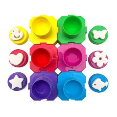 Imagem de Guache com 6 Carimbos com Pote Encaixável Estojo C/ 6 cores 20ml cada 