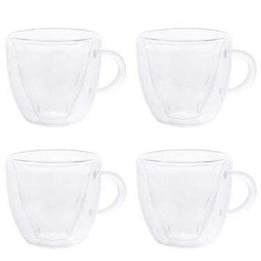 Imagem de Conjunto 4 Xícaras de Café Parede Dupla de Vidro Borossilicato Hibisco