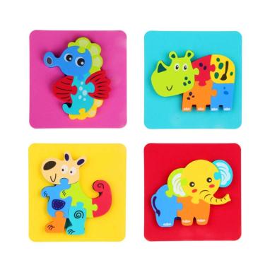 Imagem de Kit 4 Quebra-Cabeças EVA Infantil para Banho – Animais Divertidos e Coloridos