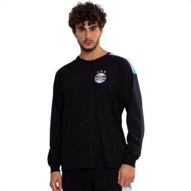 Imagem de Camiseta Manga Longa Grêmio Escudo Bordado - Surf Center, Preto azul, 