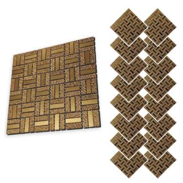 Imagem de Pastilha De Vidro Kit 16 Uni Adesivo Parede Cozinha Banheiro Sala Deco