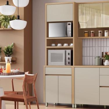 Imagem de Paneleiro 3 Portas 1 Gaveta Torre Quente Nesher Condessa 100% Mdf Carvalho Greige