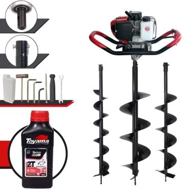 Imagem de Perfurador de Solo GD520B à Gasolina 52CC 2,2HP com Brocas 80x10CM 80x20CM Vermelho Anmax