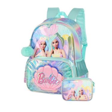 Imagem de Kit Mochila Costas e Estojo Box Holográfico' Escolar Barbie - Luxcel, 