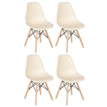 Imagem de Laraz, Kit 4 cadeiras Charles Eames Eiffel DSW com pés de madeira clar