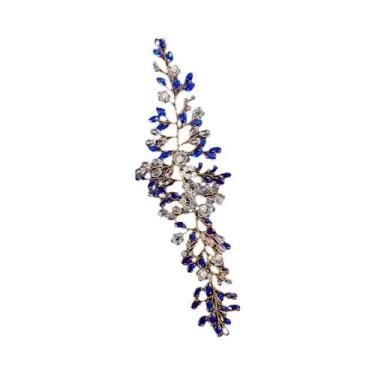 Imagem de Tiara De Cristal Com Pérolas E Strass Azul Para Mulheres, Acessório De