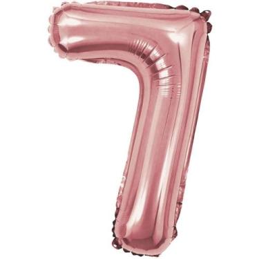 Imagem de Balão Metalizado Número 7 Rose 40CM - Make
