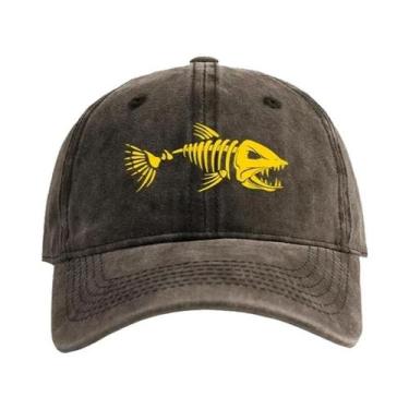 Imagem de Boné Masculino Desgastado Com Estampa De Espinha De Peixe Para Verão, 