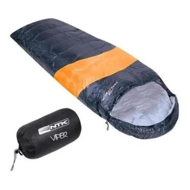 Imagem de Saco de dormir termico para acampamento nautika viper preto e laranja,