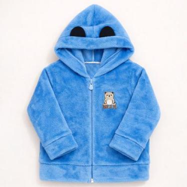 Imagem de Jaqueta Bebê Menino Inverno Fleece Macio com Capuz - Fantoni, Azul, M