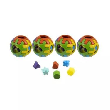 Imagem de Kit com 4 Bolas Didáticas P - Brinquedo Educativo de Encaixar Kendy
