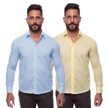 Imagem de Kit Camisa Social Masculina Manga Longa Slim 2 Peças - Teodoro Camisar