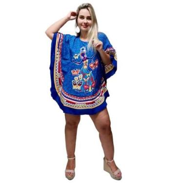 Imagem de Bata Kaftan Indiana Plus Size - Cod. 837 - Nacional, Azul, Unico