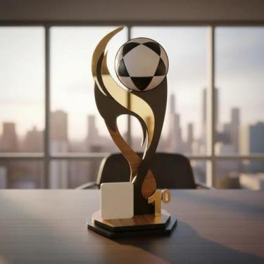 Imagem de Troféu Futevôlei 30cm Mdf Com Acrílico Dourado - Edir Sussel