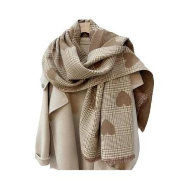 Imagem de Cachecol Feminino De Cashmere Dupla Face, Quente E Grosso Para Inverno